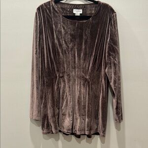 Soft Surroundings Brown Ribbed Blouse Relaxed Fit